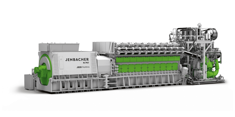 Vorderansicht eines Jenbacher J920 FleXtra Gasmotors